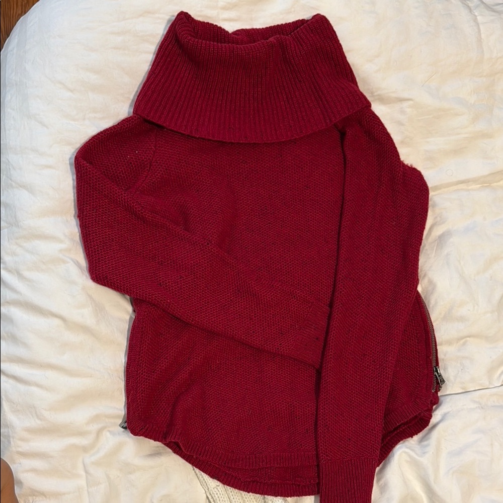 Lucky Brand Red Cowl Neck Sweater